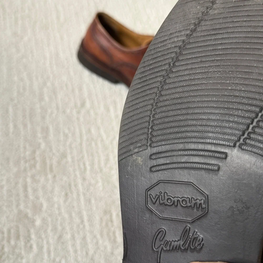 Magnanni Mens‎ Brown Leather Wingtip Brogue Oxford Shoes Vibram Sole 10 M Cognac